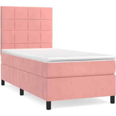 vidaXL Boxspringbett mit Q Pink Samt - Bett vidaXL Boxspringbett mit Q Pink Samt - Bett