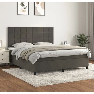 Maisonchic Dunkelgraues Samt-Doppelbett - Bett Maisonchic Dunkelgraues Samt-Doppelbett - Bett
