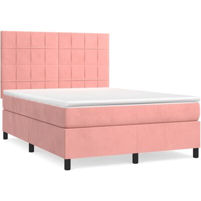 vidaXL Pinkes Samtbett mit verstellbarem Kopfteil - Bett vidaXL Pinkes Samtbett mit verstellbarem Kopfteil - Bett
