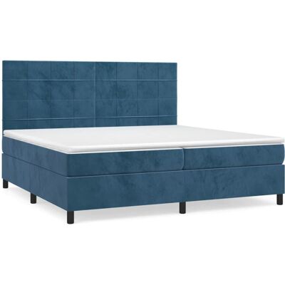 vidaXL Dunkelblau Velvet Bett mit Taschenfederkernmatratze - Bett vidaXL Dunkelblau Velvet Bett mit Taschenfederkernmatratze - Bett