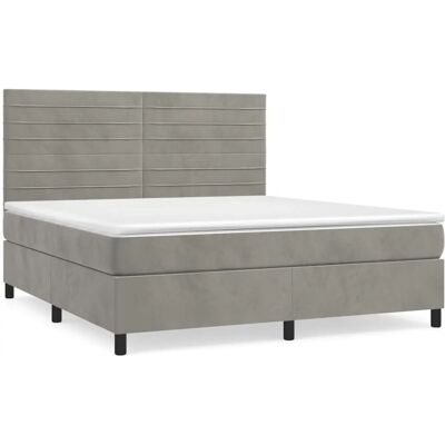 vidaXL Bett mit Matratze - Hellgrau Samt, 160x200 cm vidaXL Bett mit Matratze - Hellgrau Samt, 160x200 cm