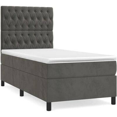 vidaXL Dunkelgraues Samtbettenbett mit Verstellbarem Kopfteil - Bett vidaXL Dunkelgraues Samtbettenbett mit Verstellbarem Kopfteil - Bett