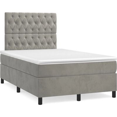 Lit en Velours Gris Clair vidaXL - Tête de lit Ajustable & Matelas à Ressorts - Publicité Lit en Velours Gris Clair vidaXL - Tête de lit Ajustable & Matelas à Ressorts - Publicité