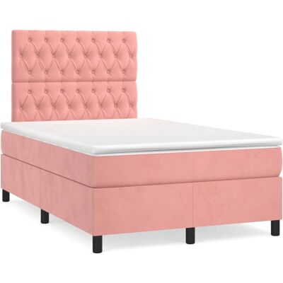 vidaXL Rosa Samt Bett mit Matratze - Bett vidaXL Rosa Samt Bett mit Matratze - Bett
