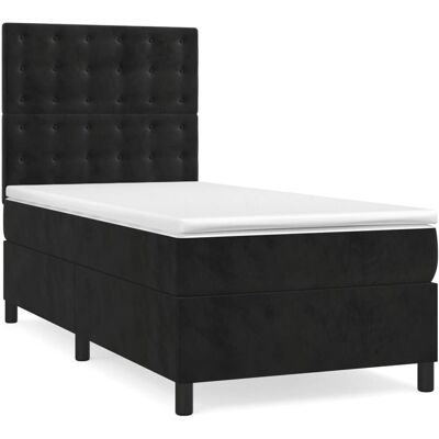 vidaXL Schwarzes Samtbetten mit verstellbarem Kopfteil - Bett vidaXL Schwarzes Samtbetten mit verstellbarem Kopfteil - Bett