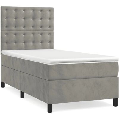 vidaXL Bett - Hellgrau Samt 90x200cm vidaXL Bett - Hellgrau Samt 90x200cm