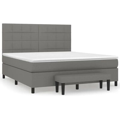vidaXL 180x200cm Dunkelgraues Boxspringbett mit Matratze vidaXL 180x200cm Dunkelgraues Boxspringbett mit Matratze