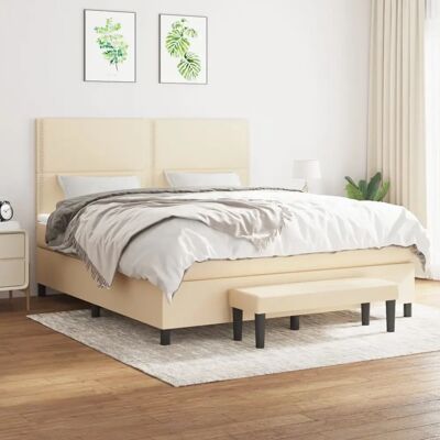 VIDAXL Creme Boxspringbett mit Matratze & Bank - Bett VIDAXL Creme Boxspringbett mit Matratze & Bank - Bett