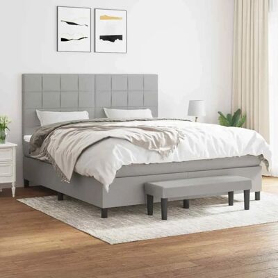 Lit Maison Chic Gris Clair avec Matelas et Banc - Lit Lit Maison Chic Gris Clair avec Matelas et Banc - Lit
