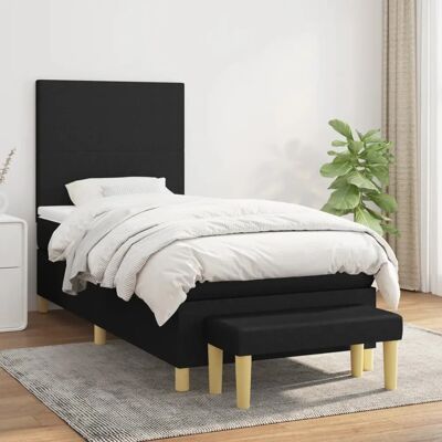 vidaXL Schwarzes Stoffbett 100x200 cm - Bett vidaXL Schwarzes Stoffbett 100x200 cm - Bett