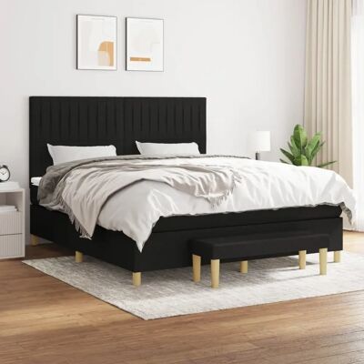 Maisonchic Schwarzes Boxspringbett mit Verstellbarem Kopfteil - Bett Maisonchic Schwarzes Boxspringbett mit Verstellbarem Kopfteil - Bett