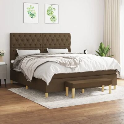 vidaXL Boxspringbett mit Matratze - Dunkelbraun - 160x200 cm vidaXL Boxspringbett mit Matratze - Dunkelbraun - 160x200 cm