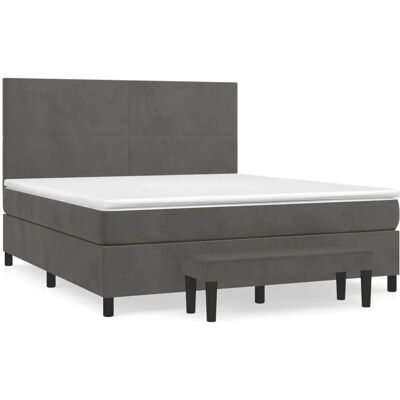 vidaXL Dunkelgraues Samtbett mit Taschenfederkernmatratze vidaXL Dunkelgraues Samtbett mit Taschenfederkernmatratze