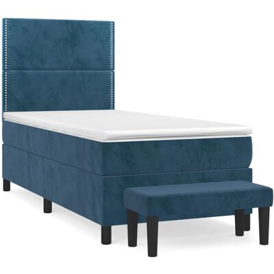 vidaXL Boxspringbett mit Matratze Dunkelblau 80x200cm - Modell Flach vidaXL Boxspringbett mit Matratze Dunkelblau 80x200cm - Modell Flach