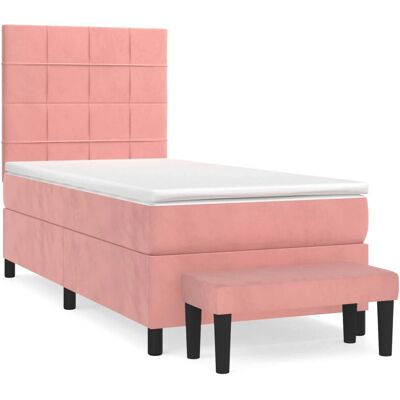 VidaXL Rosa Samtbett mit verstellbarem Kopfteil - Bett VidaXL Rosa Samtbett mit verstellbarem Kopfteil - Bett