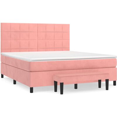 VidaXL Rosafarbenes Samtbetten - Verstellbares Kopfteil, Taschenfeder-Matratze, 90x190cm VidaXL Rosafarbenes Samtbetten - Verstellbares Kopfteil, Taschenfeder-Matratze, 90x190cm
