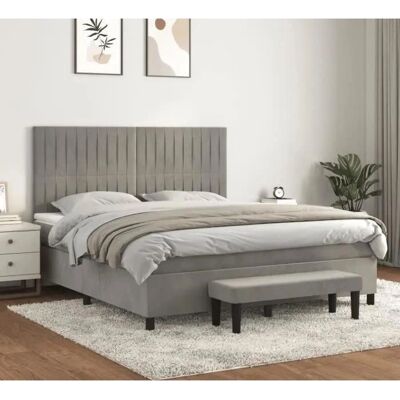VIDAXL Maisonchic - Lit avec Matelas à Ressorts ensachés - Gris Clair - Lit VIDAXL Maisonchic - Lit avec Matelas à Ressorts ensachés - Gris Clair - Lit