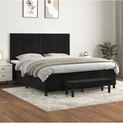 vidaXL Boxspringbett mit Matratze - Schwarz Samt 180x200cm vidaXL Boxspringbett mit Matratze - Schwarz Samt 180x200cm