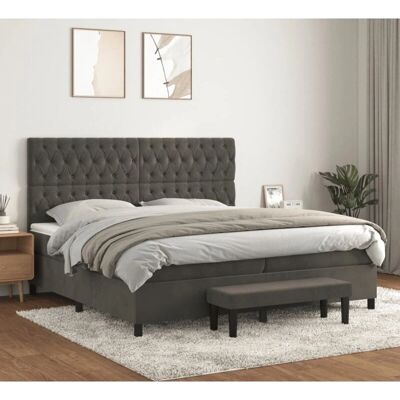 VIDAXL Maisonchic - Lit avec Matelas à Ressorts - Velours Gris - 200x200 cm VIDAXL Maisonchic - Lit avec Matelas à Ressorts - Velours Gris - 200x200 cm