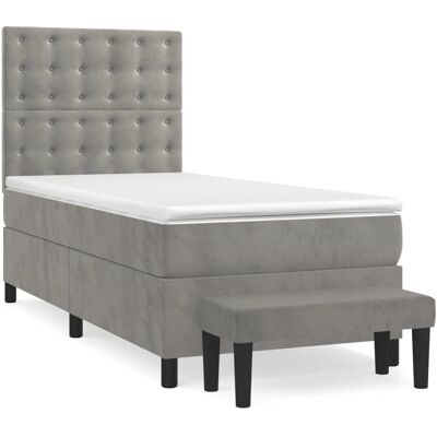 vidaXL Bett mit verstellbarem Kopfteil - Hellgrau - Bett vidaXL Bett mit verstellbarem Kopfteil - Hellgrau - Bett