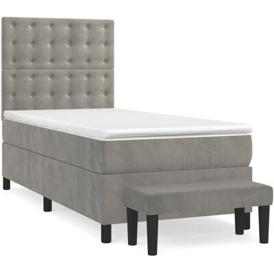 vidaXL Bett mit Samtmatratze und verstellbarem Kopfteil - Bett vidaXL Bett mit Samtmatratze und verstellbarem Kopfteil - Bett