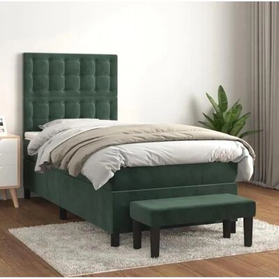 vidaXL Bett mit Samt Dunkelgrün 100x200cm vidaXL Bett mit Samt Dunkelgrün 100x200cm