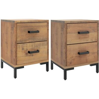 vidaXL Mesitas de Noche 2 pzas - Madera de Pino Maciza vidaXL Mesitas de Noche 2 pzas - Madera de Pino Maciza