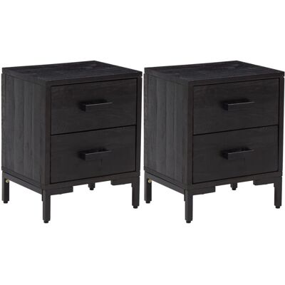vidaXL Mesitas de Noche Juego de 2 Negros 36x30x45 cm Madera de Pino Maciza - Mesitas de noche vidaXL Mesitas de Noche Juego de 2 Negros 36x30x45 cm Madera de Pino Maciza - Mesitas de noche