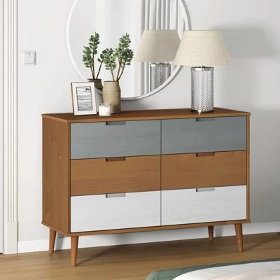 vidaXL Schubladenschrank MOLDE - Braun - 6 Schubladen - 113x40x80 cm - Skandinavisches Design vidaXL Schubladenschrank MOLDE - Braun - 6 Schubladen - 113x40x80 cm - Skandinavisches Design