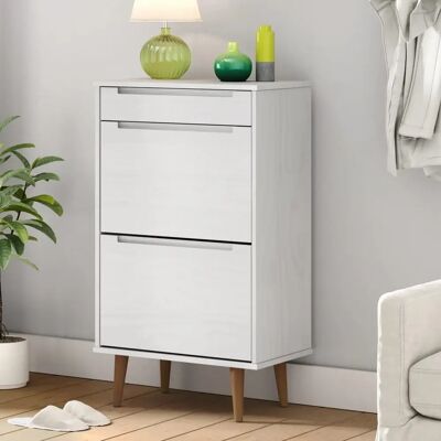 Armoire à chaussures en pin blanc vidaXL - Rangement compact - Publicité Armoire à chaussures en pin blanc vidaXL - Rangement compact - Publicité