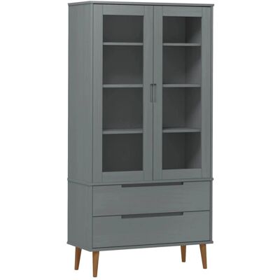 vidaXL MOLDE Graues Vitrine-Regal - Skandinavisches Design, Massives Kiefernholz, Glastüren vidaXL MOLDE Graues Vitrine-Regal - Skandinavisches Design, Massives Kiefernholz, Glastüren