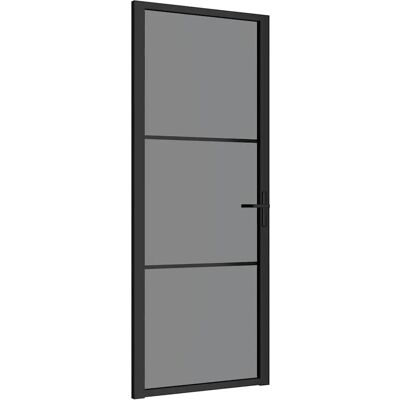 Puerta interior vidaXL - 83x201,5 cm Vidrio ESG Aluminio Negro Puerta interior vidaXL - 83x201,5 cm Vidrio ESG Aluminio Negro