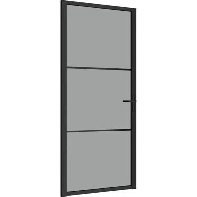 vidaXL Porte intérieure 93x201,5cm Verre ESG en aluminium noir - Publicité vidaXL Porte intérieure 93x201,5cm Verre ESG en aluminium noir - Publicité