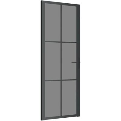vidaXL Porte intérieure 76x201,5 cm Verre trempé aluminium noir vidaXL Porte intérieure 76x201,5 cm Verre trempé aluminium noir
