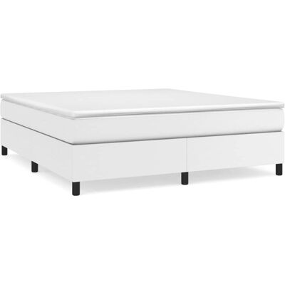 vidaXL Bett mit Matratze - Weiß, 200x200 cm, Kunstleder vidaXL Bett mit Matratze - Weiß, 200x200 cm, Kunstleder
