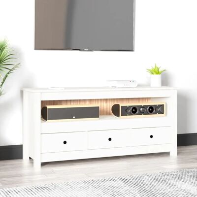 Mueble de TV de pino macizo vidaXL - Blanco - 114x35x52 cm Mueble de TV de pino macizo vidaXL - Blanco - 114x35x52 cm