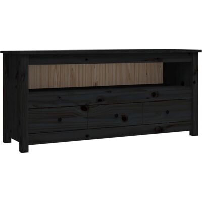 vidaXL 821506 TV-Schrank - Schwarz - Massives Kiefernholz - 114x35x52 cm vidaXL 821506 TV-Schrank - Schwarz - Massives Kiefernholz - 114x35x52 cm