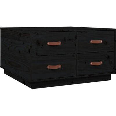 vidaxl Schwarzer Kaffee- und Beistelltisch 80x80x45 cm aus Massivholz Kiefer vidaxl Schwarzer Kaffee- und Beistelltisch 80x80x45 cm aus Massivholz Kiefer