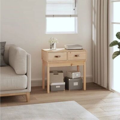 vidaXL Mesa consola madera maciza de pino - 76,5x40x75 cm - Marrón - Mesa consola vidaXL Mesa consola madera maciza de pino - 76,5x40x75 cm - Marrón - Mesa consola