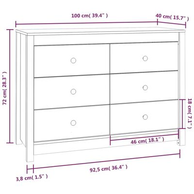 Mueble auxiliar de madera maciza de pino vidaXL - Armario de almacenamiento Mueble auxiliar de madera maciza de pino vidaXL - Armario de almacenamiento