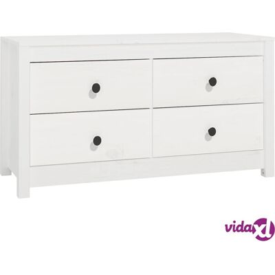 vidaXL Weißes Kiefernholz Beistellschrank - 100x40x54 cm - Seitentisch mit Stauraum vidaXL Weißes Kiefernholz Beistellschrank - 100x40x54 cm - Seitentisch mit Stauraum
