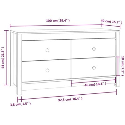 vidaXL Honningbrun 100x40x54 cm Massivt fyrretræ Sidekabinet - Indendørs sidebord vidaXL Honningbrun 100x40x54 cm Massivt fyrretræ Sidekabinet - Indendørs sidebord