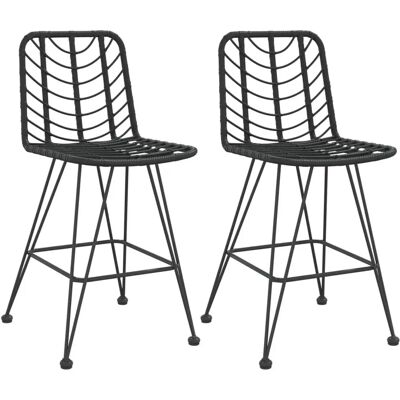 vidaXL - Bar Stool 2 szt. - Czarne - PE Rattan - Krzesła barowe vidaXL - Bar Stool 2 szt. - Czarne - PE Rattan - Krzesła barowe