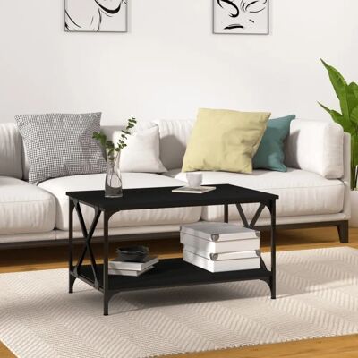 vidaXL Kahvipöytä musta 80x50x45 cm Koneistettu puu ja rauta - Kahvipöytä vidaXL Kahvipöytä musta 80x50x45 cm Koneistettu puu ja rauta - Kahvipöytä