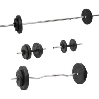 vidaXL Barbellen en Dumbbells met Schijven 60 kg - Set gewichten en bars vidaXL Barbellen en Dumbbells met Schijven 60 kg - Set gewichten en bars