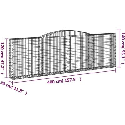 vidaXL Bogenförmige Gabionen 10 Stück 400x30x120/140 cm - Gabionenkorb vidaXL Bogenförmige Gabionen 10 Stück 400x30x120/140 cm - Gabionenkorb
