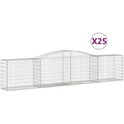 vidaXL Arched Gabion Baskets - 25 Stück, 400x50x80/100 cm, Verzinktes Eisen vidaXL Arched Gabion Baskets - 25 Stück, 400x50x80/100 cm, Verzinktes Eisen