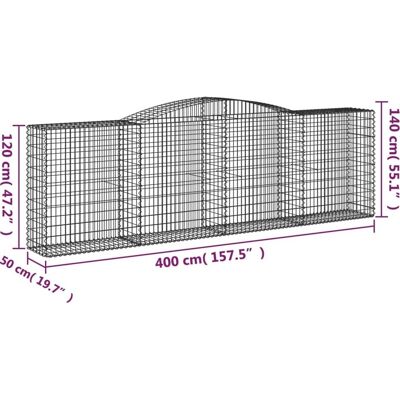 vidaXL Gebogene Gabionen 6 Stück 400x50x120/140 cm Verzinkter Stahl vidaXL Gebogene Gabionen 6 Stück 400x50x120/140 cm Verzinkter Stahl