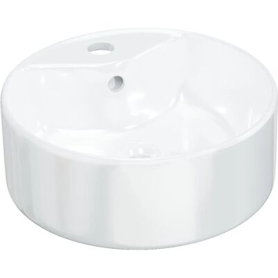 vidaXL Lavabo Sur Comptoir Lavabo Lavabo de Salle de Bain - Céramique Blanche Ronde - Lavabo vidaXL Lavabo Sur Comptoir Lavabo Lavabo de Salle de Bain - Céramique Blanche Ronde - Lavabo