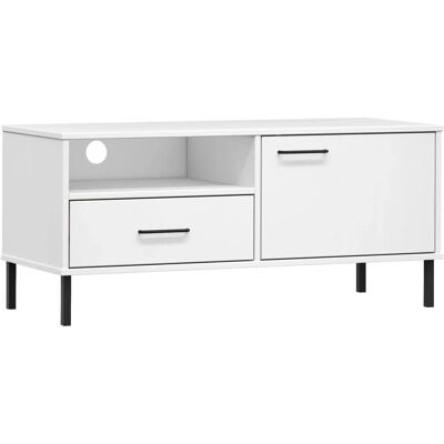 vidaXL OSLO Weißes Kiefer TV-Schrank mit Metallfüßen vidaXL OSLO Weißes Kiefer TV-Schrank mit Metallfüßen